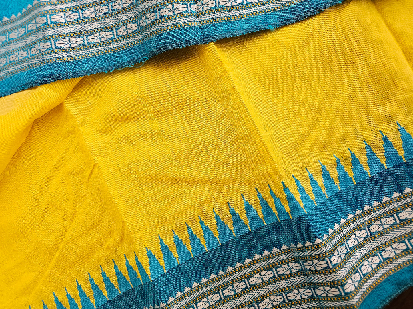 Raw silk Mango with teal color