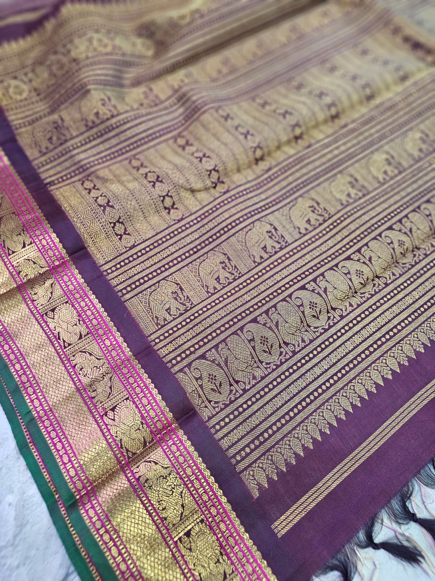 Pure Kanchi Pattu - Cream and Maroon