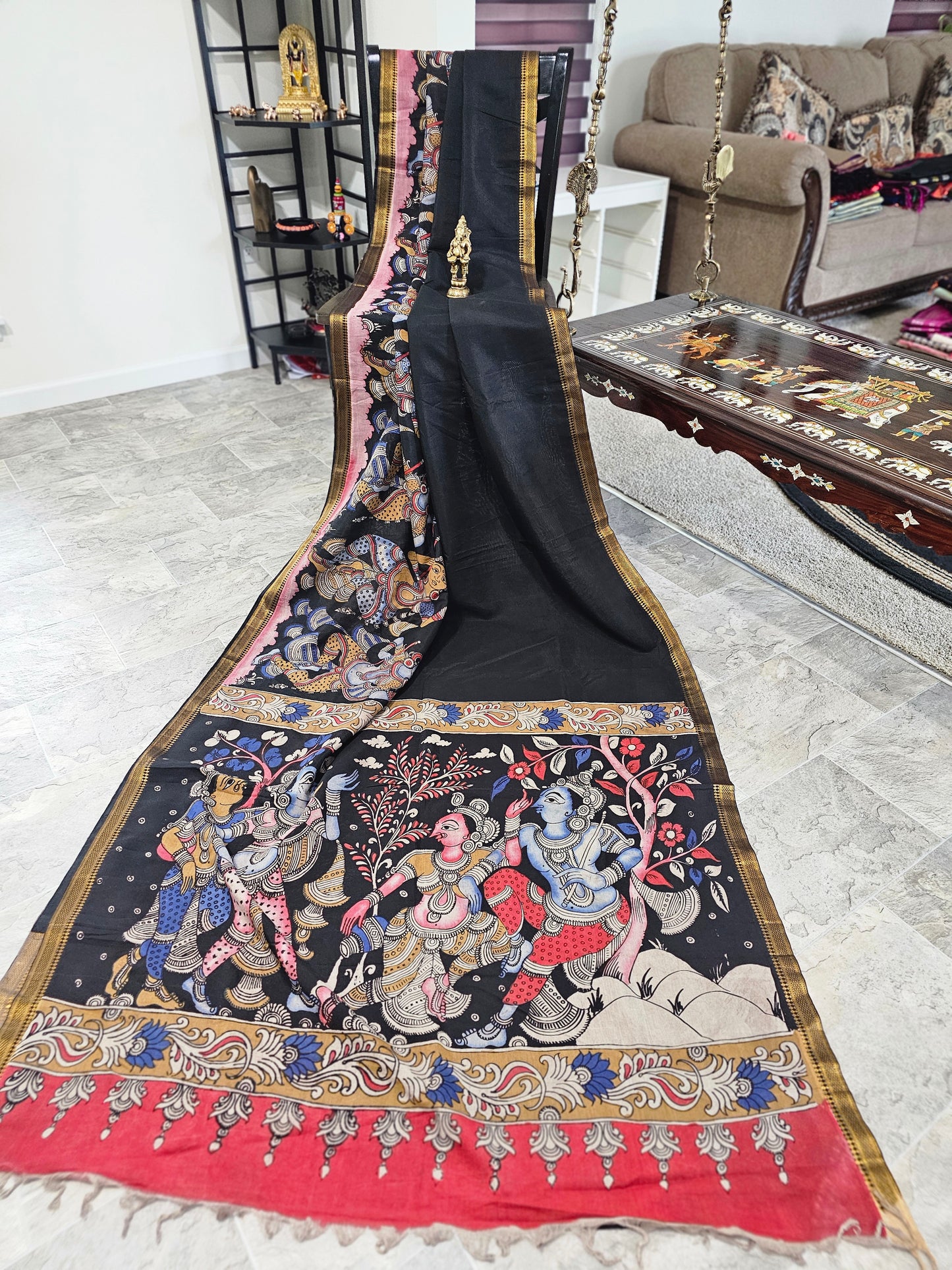 Pure Kalamkari on Manglagiri silk