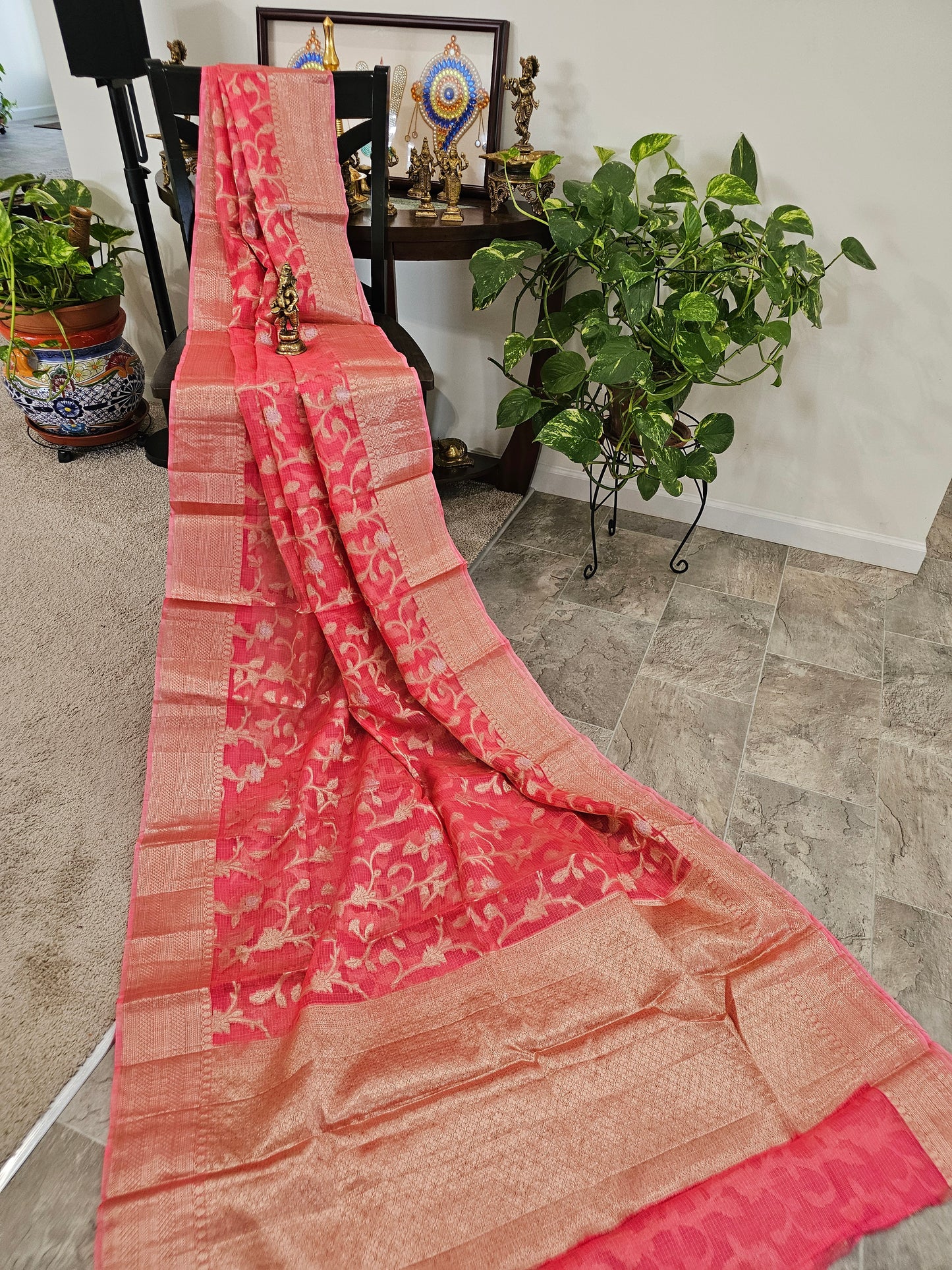 Kotta zari saree with solid colors
