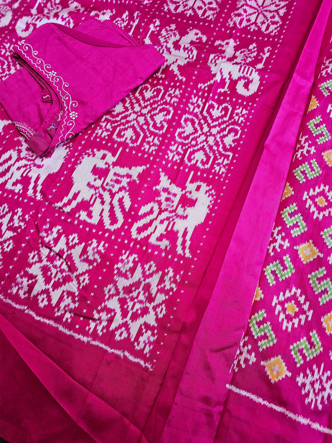 Pure Ikkat Silk - Fuchsia Pink