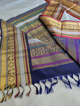 Load image into Gallery viewer, Pure Kanchi korvai pattu - Cement Grey with ganga jamuna border 
