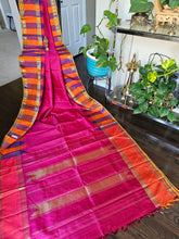 Load image into Gallery viewer, Pure Kanchi Pattu - Pink with orange and purple reeta peet borders
