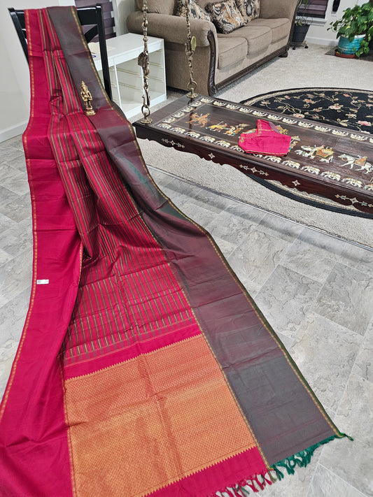 Pure Kanchi Pattu - Threadwork Zari work