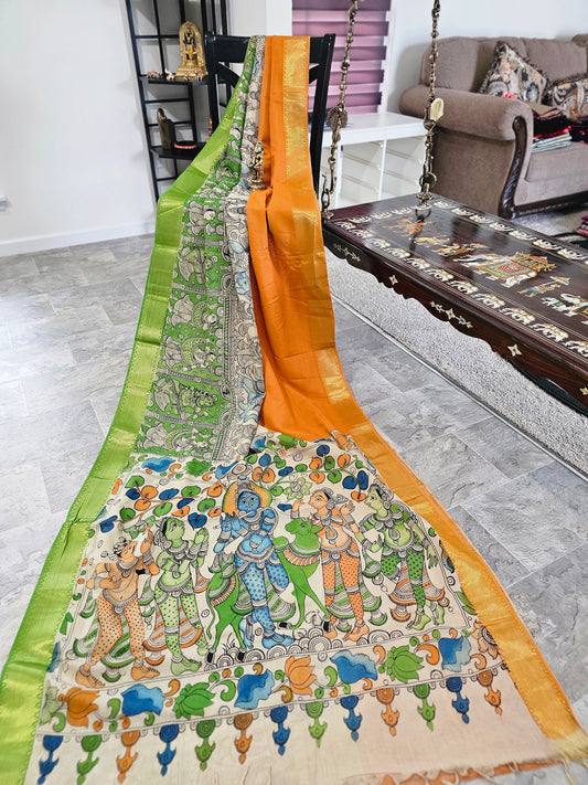 Pure Kalamkari on Manglagiri silk