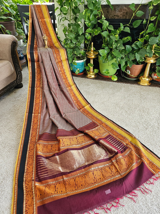 Pure silk cotton ganga jamuna pattern