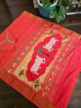 Load image into Gallery viewer, Pure Organic Paithani cotton - Dark Coral
