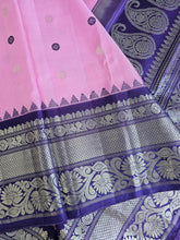 Load image into Gallery viewer, Pure Gadwal silk - Pink and Purple with silver combo
