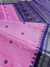 Load image into Gallery viewer, Pure Gadwal silk - Pink and Purple with silver combo
