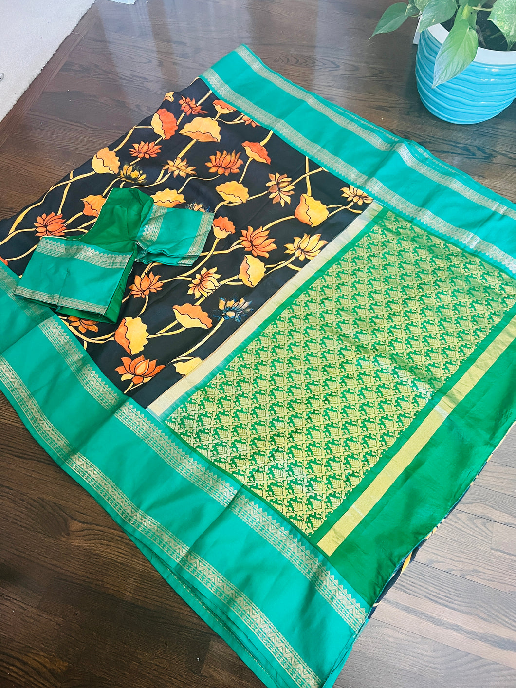 Pure Gadwal Silk - Printed design with Reeta Peet border.